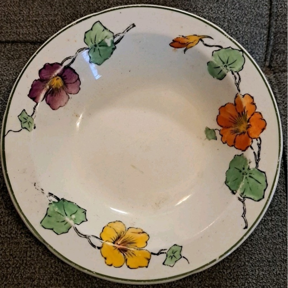 5.25" Bowl Chelsea Ivory  WH Grindley & Co England Orange Yellow Purple Florals